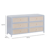 Patty 62" Rattan 6 Drawer Dresser - Blue