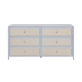 Patty 62" Rattan 6 Drawer Dresser - Blue