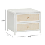 Patty 28" Rattan 2 Drawer Nightstand - White