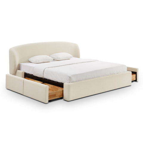 Corey Upcycled Performance Linen Storage Bed - Cream / King