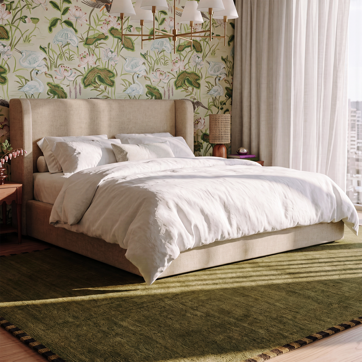 Harmony Performance Chenille Storage Bed - Tan / Queen