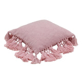 Stone 21" Washed Cotton Tasseled Square Throw Pillow Cover - Pink / Pillow Cover Only
