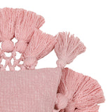 Stone 21" Washed Cotton Tasseled Square Throw Pillow Cover - Pink / Pillow Cover Only