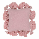 Stone 21" Washed Cotton Tasseled Square Throw Pillow Cover - Pink / With Insert