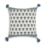 Blossom 20" Printed Cotton Tassel Throw Pillow Cover - With Insert