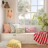 Blossom 20" Printed Cotton Tassel Throw Pillow Cover - With Insert