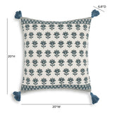 Blossom 20" Printed Cotton Tassel Throw Pillow Cover - With Insert
