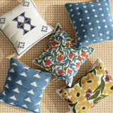 Indigo Triangles 20" Cotton Square Throw Pillow Cover - With Insert