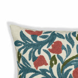 Tulip 20" Embroidered Floral Wool Square Throw Pillow Cover - With Insert