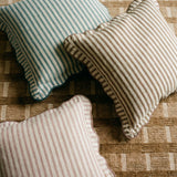 Striped 20" Linen Throw Pillow - Green / Pillow Cover Only