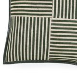 Kora 20" Cotton Jute Contract-Grade Throw Pillow - Green Stripes / Pillow Cover Only