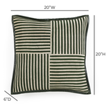 Kora 20" Cotton Jute Contract-Grade Throw Pillow - Green Stripes / Pillow Cover Only