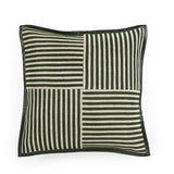 Kora 20" Cotton Jute Contract-Grade Throw Pillow - Green Stripes / Pillow Cover Only