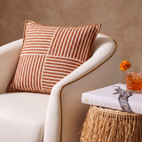 Kora 20" Cotton Jute Contract-Grade Throw Pillow - Terracotta / Pillow Cover Only