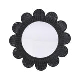 Coralie 33.4" Rattan Round Wall Mirror - Black