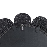 Coralie 33.4" Rattan Round Wall Mirror - Black