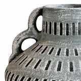 Earthenware Aztec Wide Flower Vase in Blue