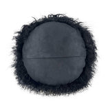 New Zealand 16" Sheepskin Round Throw Pillow - Black
