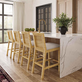 Amara Rattan &amp; Cream Contract-Grade Linen Stool - Counter Height