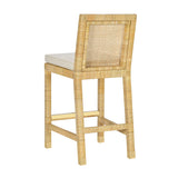 Amara Rattan &amp; Cream Contract-Grade Linen Stool - Counter Height