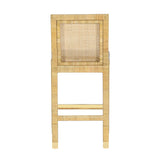 Amara Rattan &amp; Cream Contract-Grade Linen Stool - Counter Height