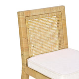 Amara Rattan &amp; Cream Contract-Grade Linen Stool - Counter Height