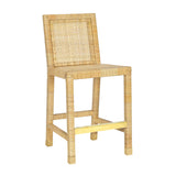 Amara Rattan &amp; Cream Contract-Grade Linen Stool - Counter Height
