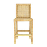 Amara Rattan &amp; Cream Contract-Grade Linen Stool - Counter Height