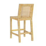 Amara Rattan &amp; Cream Contract-Grade Linen Stool - Counter Height