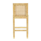 Amara Rattan &amp; Cream Contract-Grade Linen Stool - Counter Height