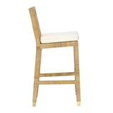 Amara Rattan &amp; Cream Contract-Grade Linen Stool - Bar Height