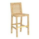 Amara Rattan &amp; Cream Contract-Grade Linen Stool - Bar Height