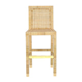 Amara Rattan &amp; Cream Contract-Grade Linen Stool - Bar Height