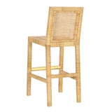 Amara Rattan &amp; Cream Contract-Grade Linen Stool - Bar Height