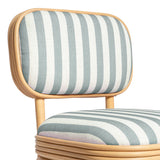 Dorine Striped Performance Linen &amp; Rattan Dining Chair - Mint Green