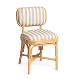Dorine Striped Performance Linen &amp; Rattan Dining Chair - Khaki