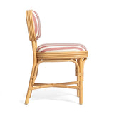 Dorine Striped Performance Linen &amp; Rattan Dining Chair - Cherry