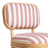 Dorine Striped Performance Linen &amp; Rattan Dining Chair - Cherry