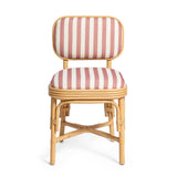 Dorine Striped Performance Linen &amp; Rattan Dining Chair - Cherry