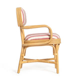Dorine Striped Performance Linen &amp; Rattan Dining Armchair - Cherry