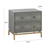 Pesce 25" Faux Shagreen 2-Drawer Nightstand - Grey