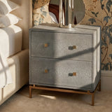 Pesce 25" Faux Shagreen 2-Drawer Nightstand - Grey