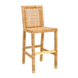 Amara Woven Rattan Performance Fabric Stool - Bar Height