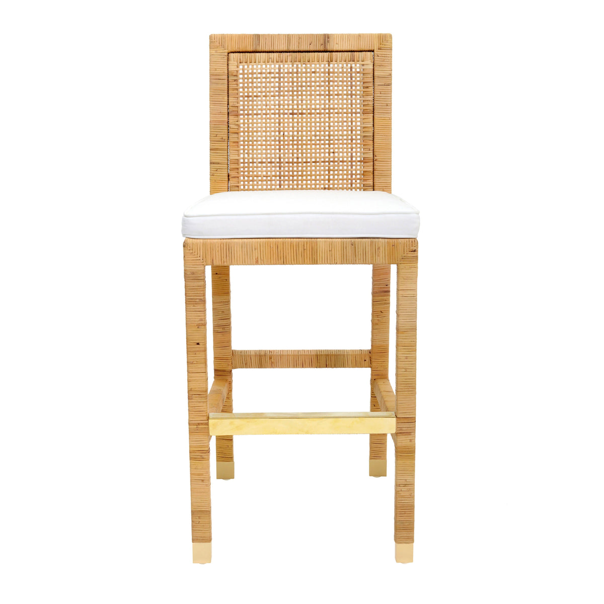 Amara Woven Rattan Performance Fabric Stool - Bar Height