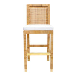 Amara Woven Rattan Performance Fabric Stool - Bar Height