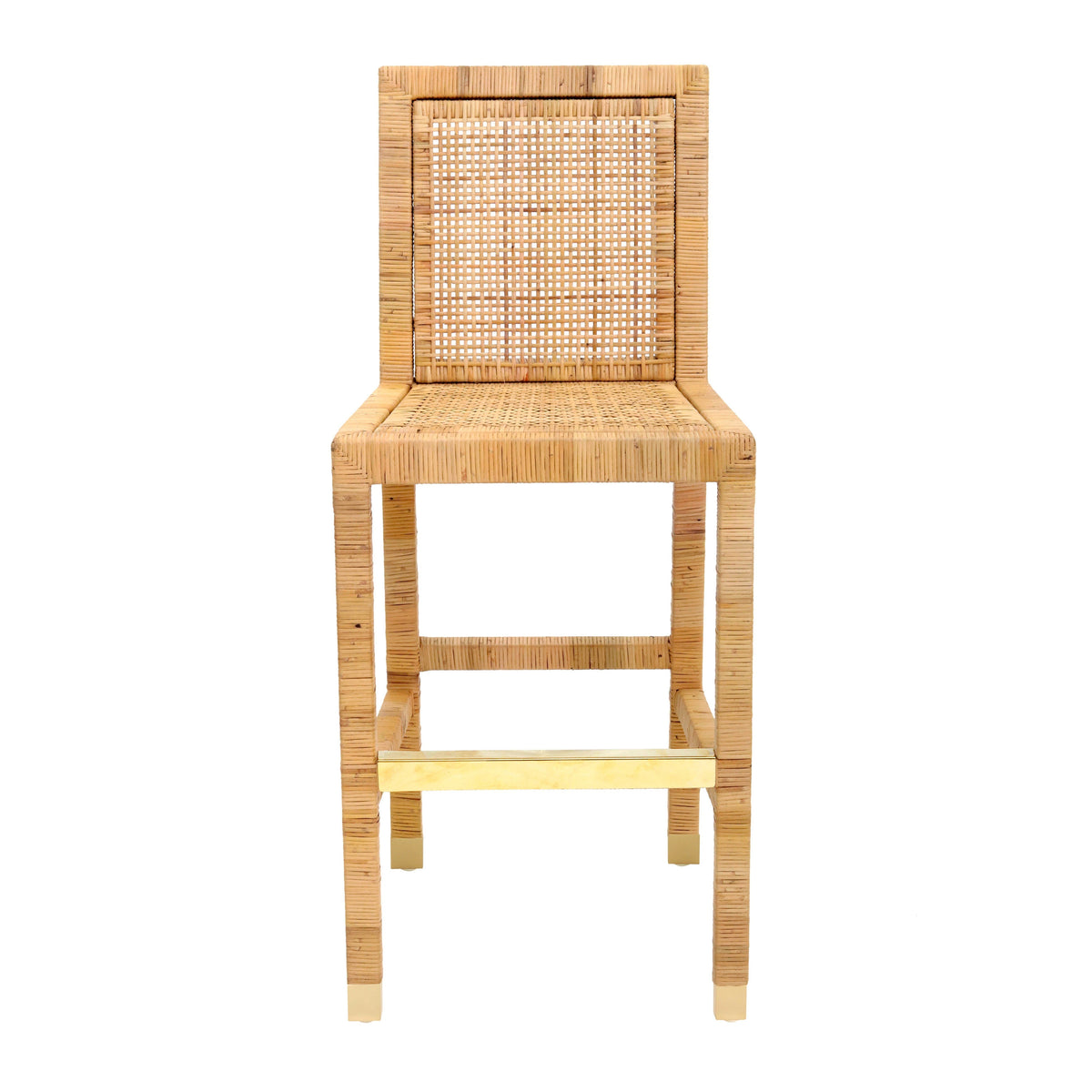 Amara Woven Rattan Performance Fabric Stool - Bar Height
