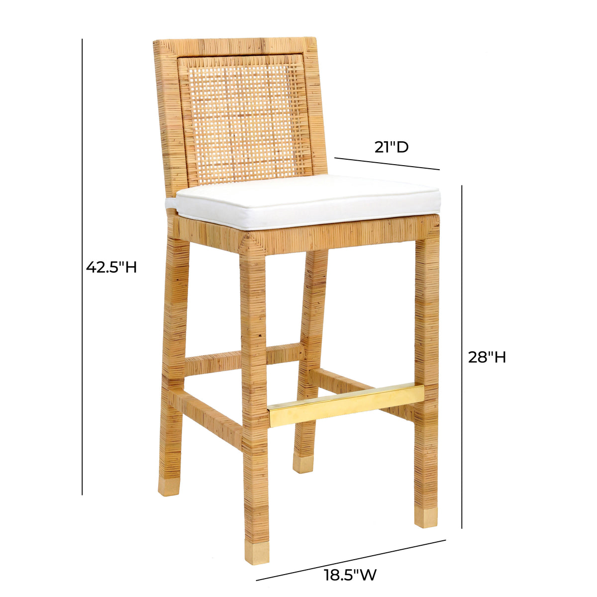 Amara Woven Rattan Performance Fabric Stool - Bar Height