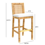 Amara Woven Rattan Performance Fabric Stool - Bar Height