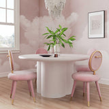 Elika 59" Faux Plaster Indoor / Outdoor Round Dining Table - White