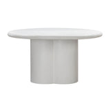 Elika 59" Faux Plaster Indoor / Outdoor Round Dining Table - White